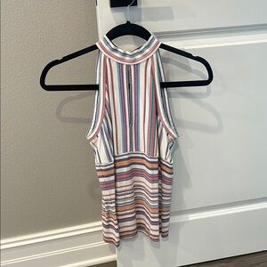 W by Worth Red and Blue High Low Sleeveless Tank Top